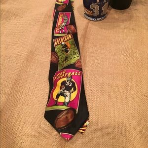 100% Silk Football Tie Handmade Vibrant Colors